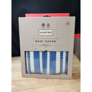 Hunter Boot Socks Forget me not Blue/wht XL